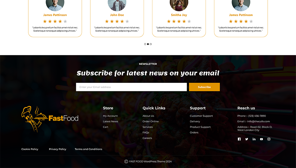 Free Fast Food WordPress Theme