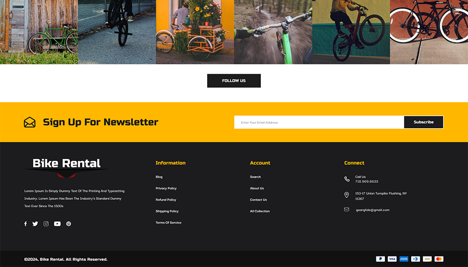 Bike Rental Services WordPress Theme