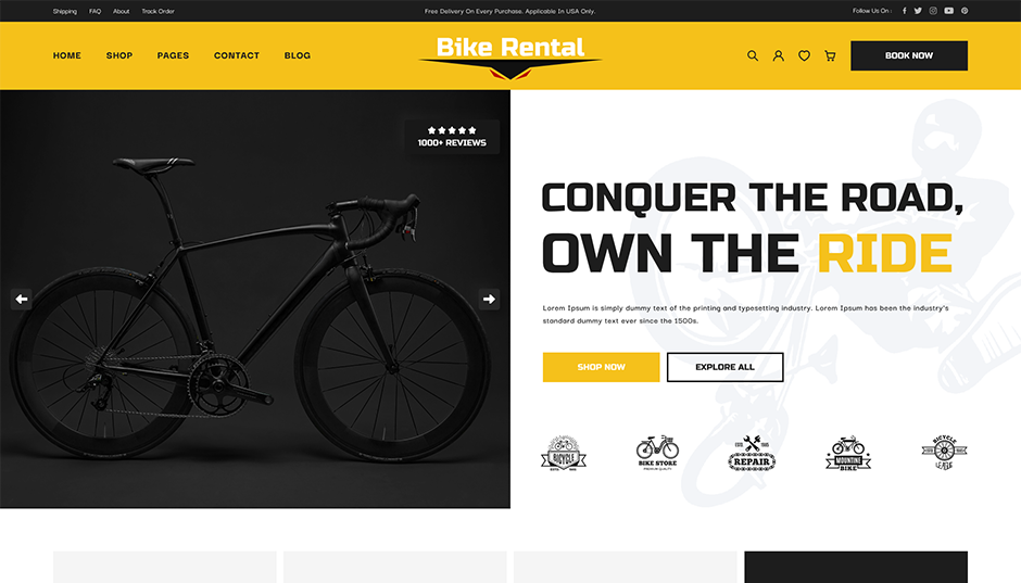 Free Bike Rental WordPress Theme