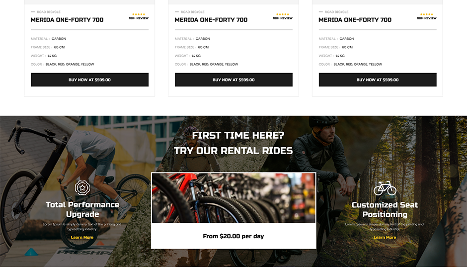 Bike Rental Services WordPress Theme