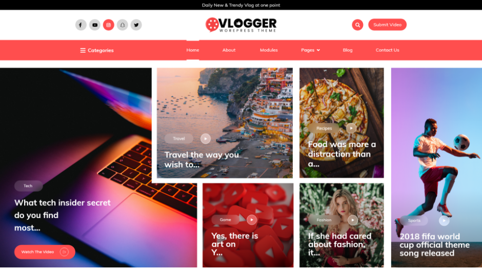 Free Aster Vlogger WordPress theme