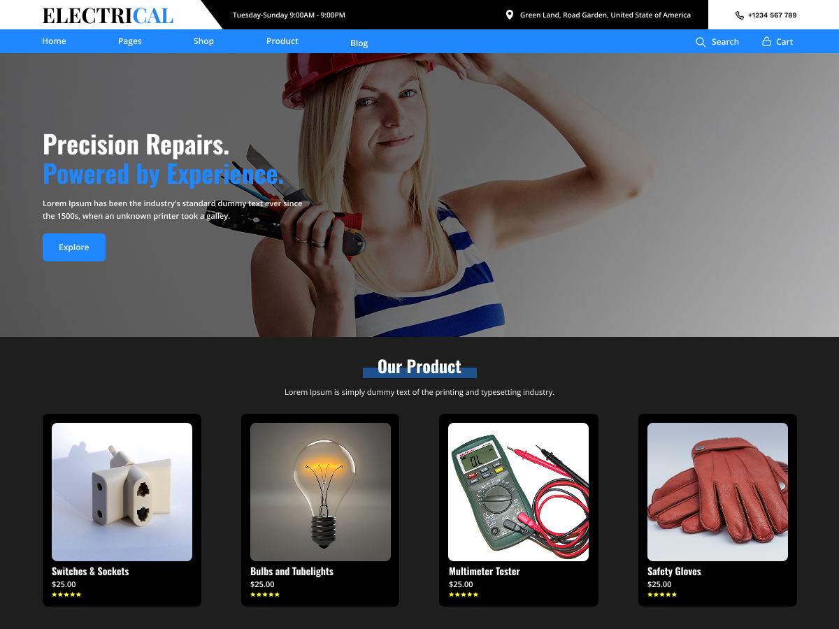 Free Electrical WordPress Theme