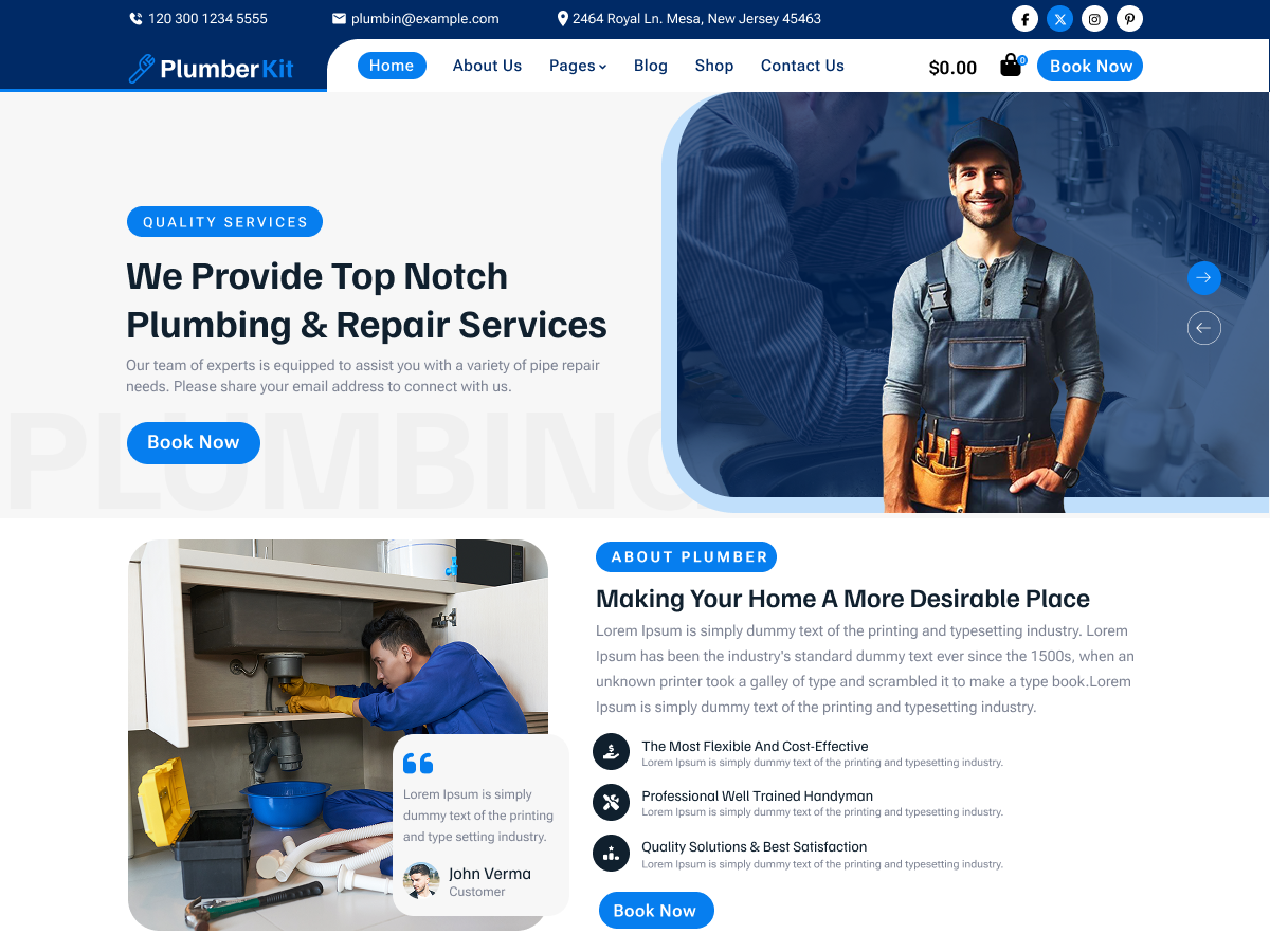 Free Plumbing Handyman Theme