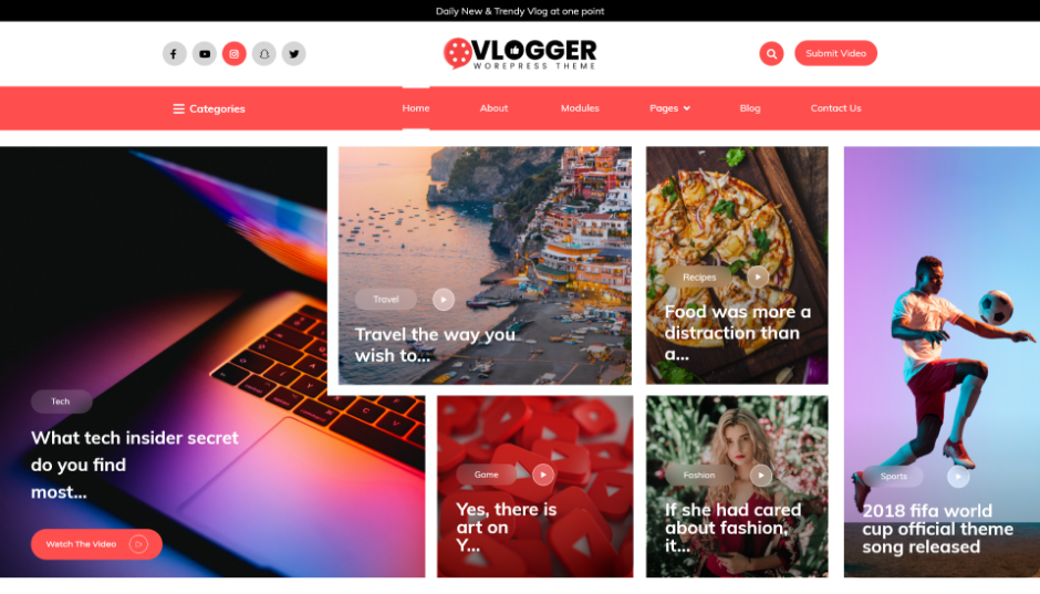 Free Vlogger WordPress theme